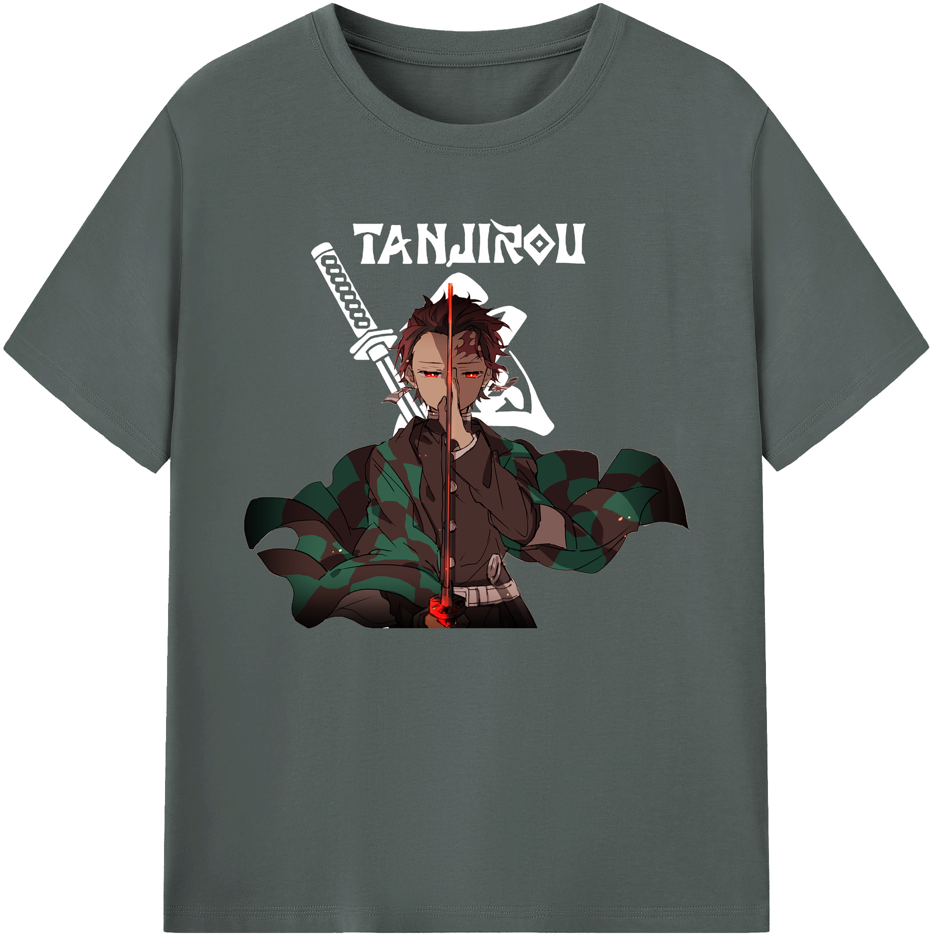 （画像用） 鬼滅の刃 竈門 炭治郎／かまど たんじろう Kamado Tanjirou 綿100％ メンズ半袖Tシャツ｜肌触りやわらか＆通気性